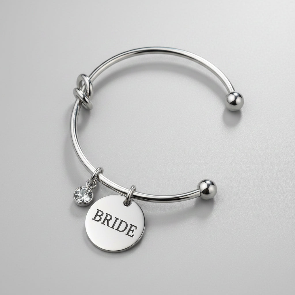 ride Armreif mit Anhänger und Strassdetail als Braut Accessoire für JGA und Hochzeit