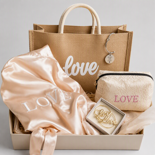 Brautjungfern Geschenkbox mit Satin-Robe, Kosmetiktasche, Tasche und Schmuck für Bridesmaids