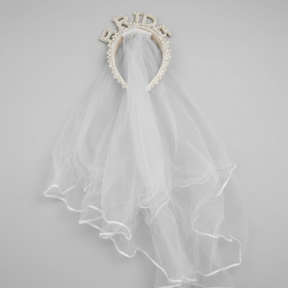 Eleganter Bride Schleier mit Perlenbesatz als Braut Accessoire für JGA und Hochzeit