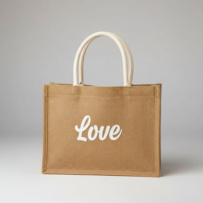 rautjungfern Tasche mit Love Schriftzug als Bridesmaid Geschenk für Hochzeit und JGA